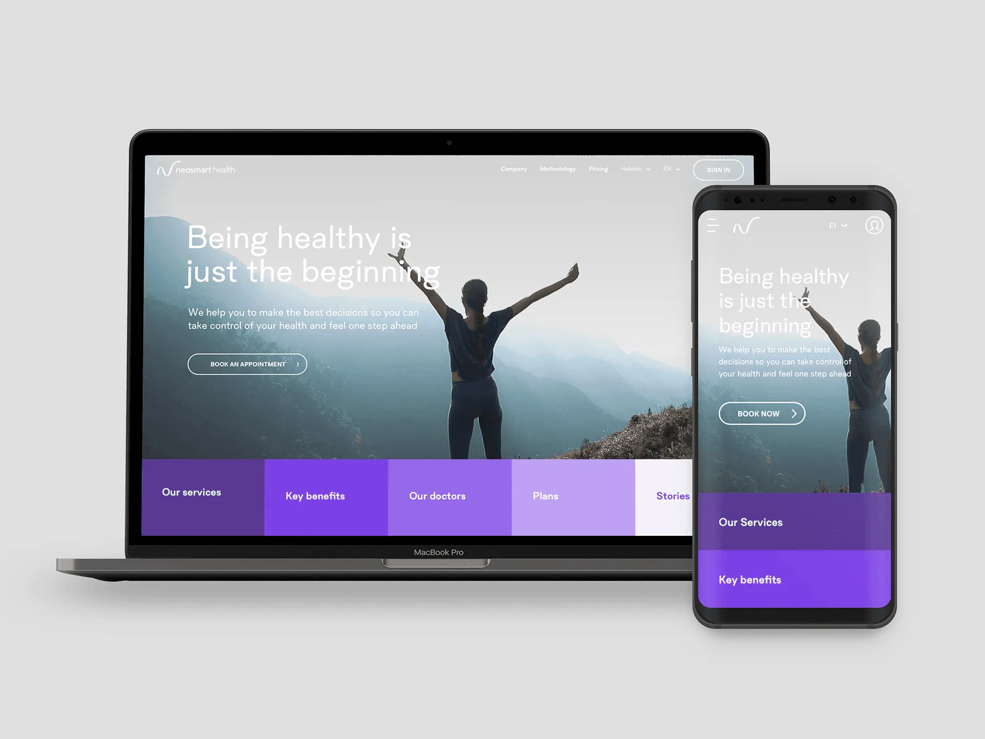 The Neosmart Health website on a laptop and a phone
